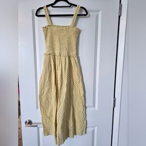 Aerie Yellow Polka Dot Sundress with Smocked Bodice